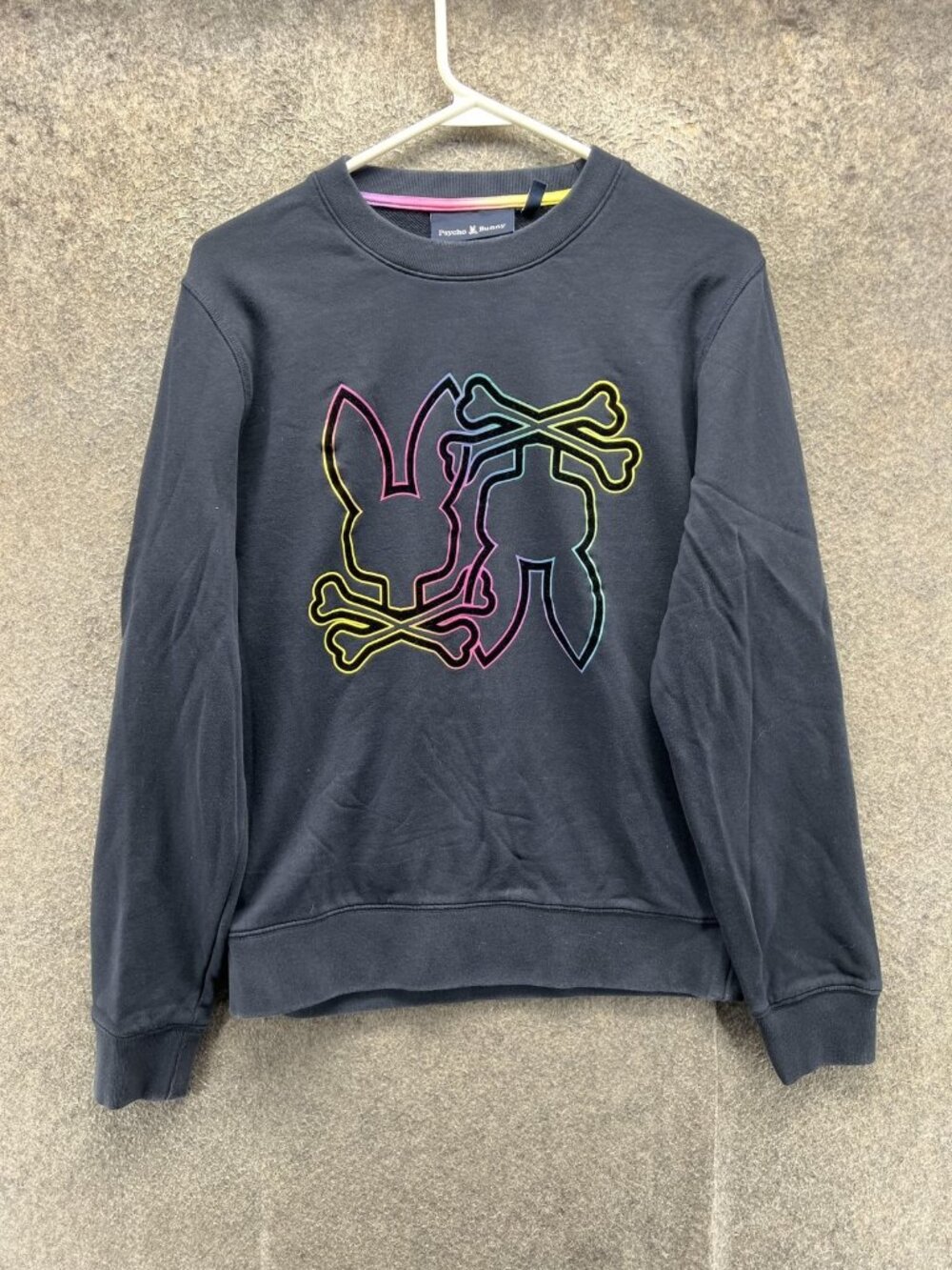 Psycho Bunny Sweatshirt Mens XS Blue Crewneck Pullover Graphic Skull Logo
